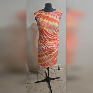 Calvin Klein Dress Yellow/Peachy Multicolor Sz Large